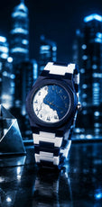Original BLUE WHITE Arabic Aura Waterproof Wrist Watch: Trending Matte Finish Luxury Timepiece for Men & Boys special Premium Arabic Aura Watch 2026 watch: Luxury Minimalist Design with Butterfly Clasp & Fiber Chain for Men