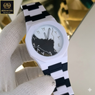 Original WHITE BLACK Arabic Aura Waterproof Wrist Watch: Trending Matte Finish Luxury Timepiece for Men & Boys special Premium Arabic Aura Watch 2026 watch: Luxury Minimalist Design with Butterfly Clasp & Fiber Chain for Men