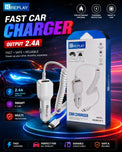 Replay RP-11 2.4A Dual USB Car Charger with Coiled Cable