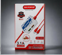 DK Power DK-03 4-in-1 Multi-Port High-Speed 12V Battery DC Mobile Charger