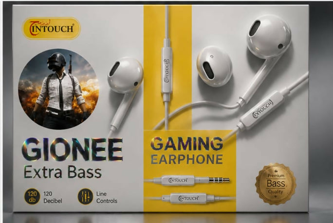 INTOUCH GIONEE X-09 Gaming Earphones – Extra Bass, 3.5mm Wired Handsfree with Mic