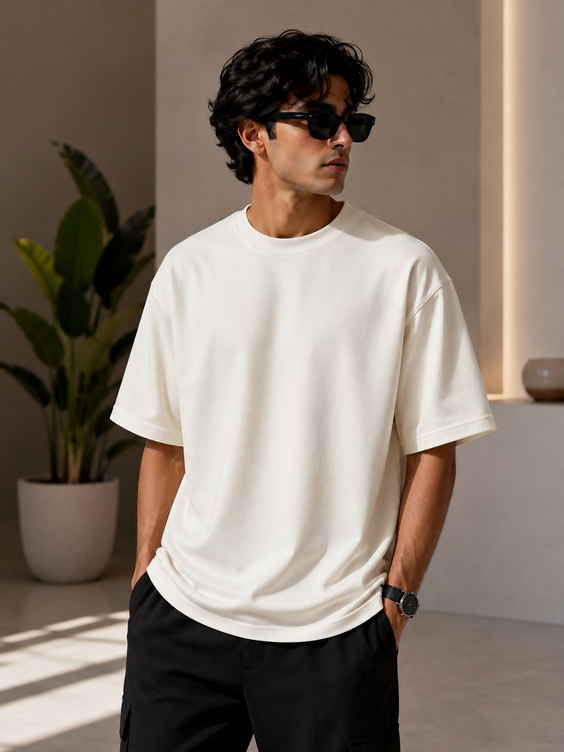 Off-White Premium Drop Shoulder Oversized T-Shirt