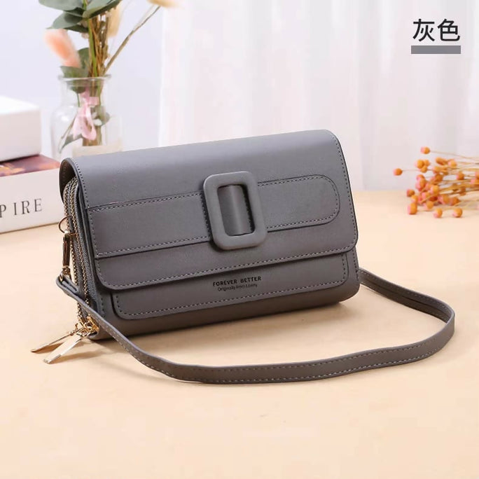 Double Zipper Women's Wallet Crossbody Bag - Stylish Mobile Pouch & Card Holder Purse