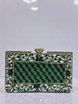 Floral Crystal Bordered Hard Case Clutch Bag for Women - Elegant Formal Evening & Party Purse