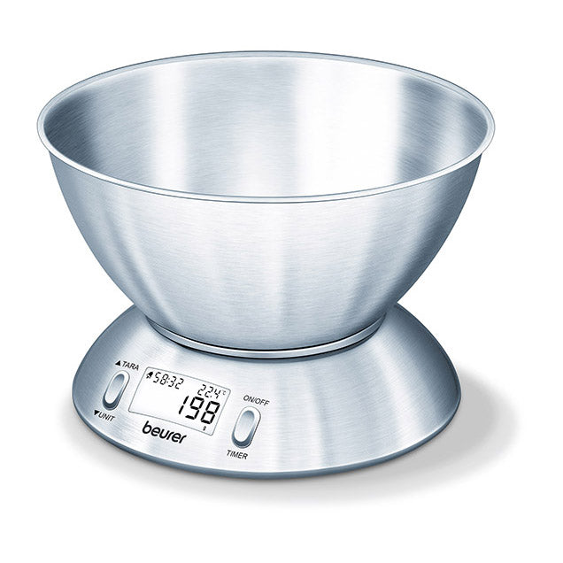 Beurer KS 54 Stainless Steel Kitchen Scale with Bowl & Timer