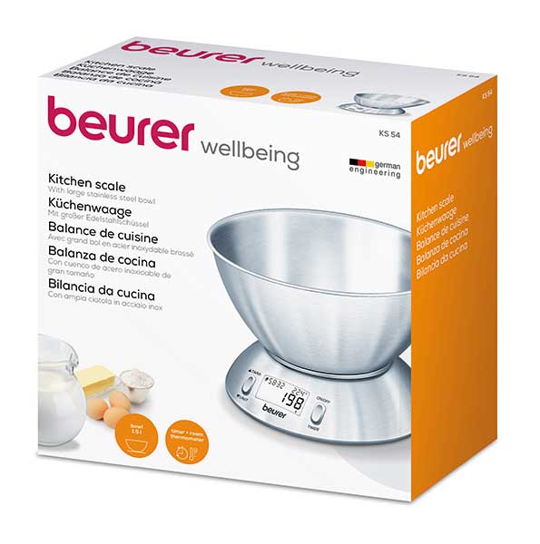 Beurer KS 54 Stainless Steel Kitchen Scale with Bowl & Timer