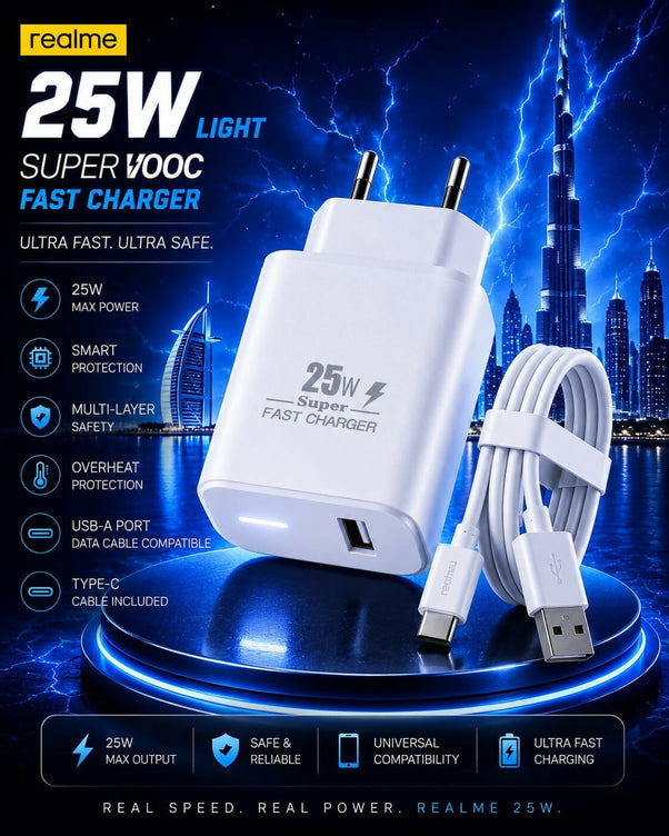 Realme 25W SuperVOOC Fast Charger with Micro USB Cable