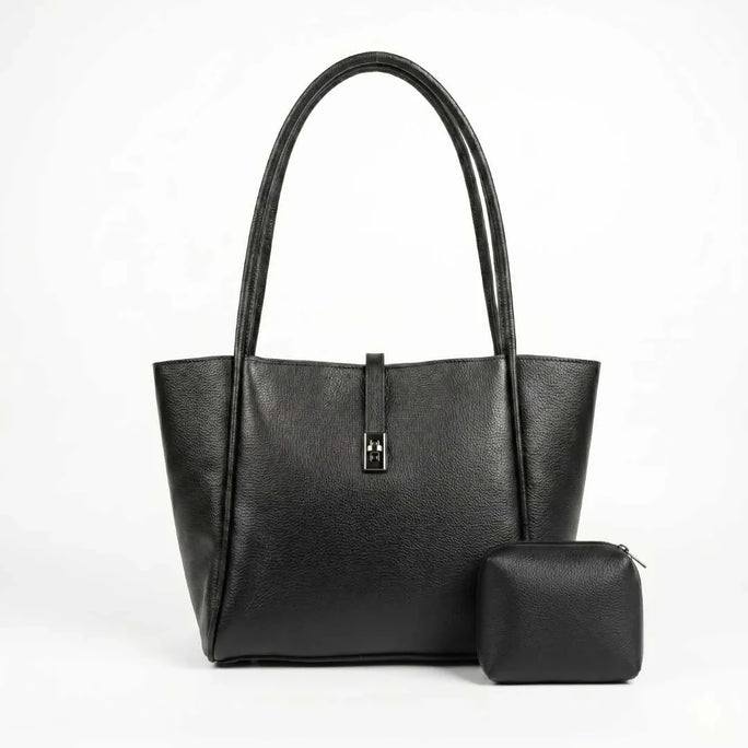 WestStyle - Women's 2PCs Joblet Tote Bag in Black Color