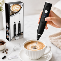 2 in 1 USB Rechargeable Milk Frother & Coffee Beater with 2 Stainless Steel Whisk Heads – Handheld Electric Egg Whisk, Latte Foamer and Drink Mixer