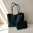 WestStyle - Everyday Tote Bag with Pouch in Black Color for Women | 2PCs Bags for Girls