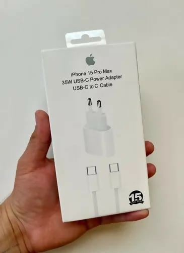 Genuine Apple iPhone 15 Pro Max 20watt USB-C Fast Charger Adapter & Original USB-C to C Data Sync Cable | Authentic Power Delivery (PD) Wall Plug & Charging Cord