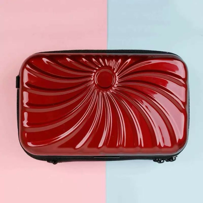 Trendy Mini Suitcase Hard Shell Crossbody Bag for Women - Compact Fiber Hardcase Shoulder Purse with Adjustable Strap