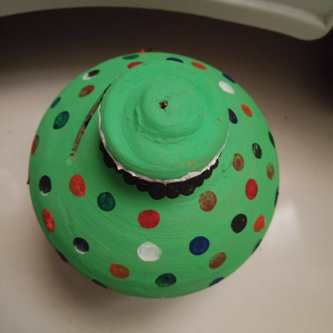 Clay Money Saving Pot (Gullak) and random design matti ka bartan 2 pcs Random design