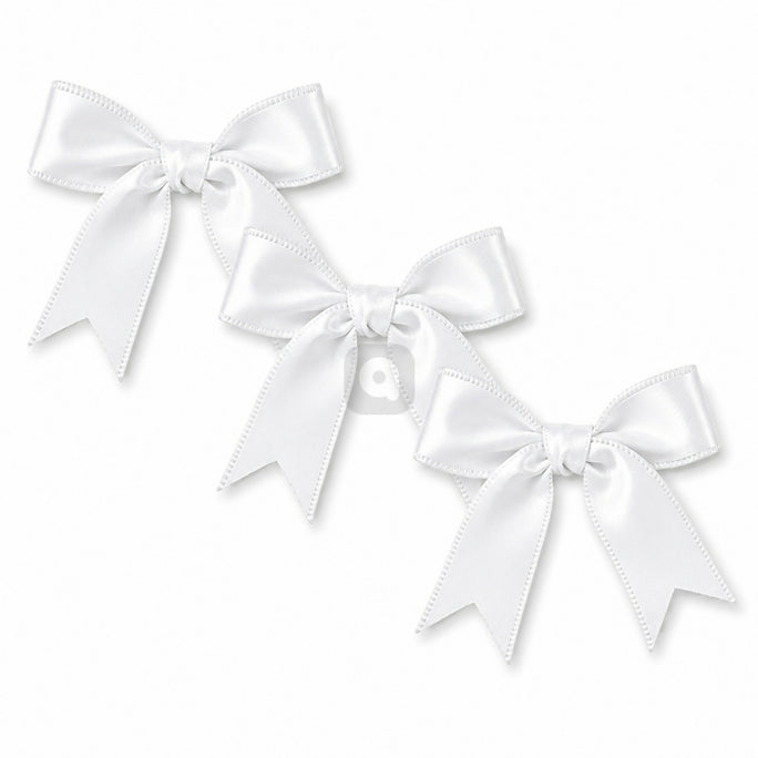 White Pack of 6 Satin Bows
