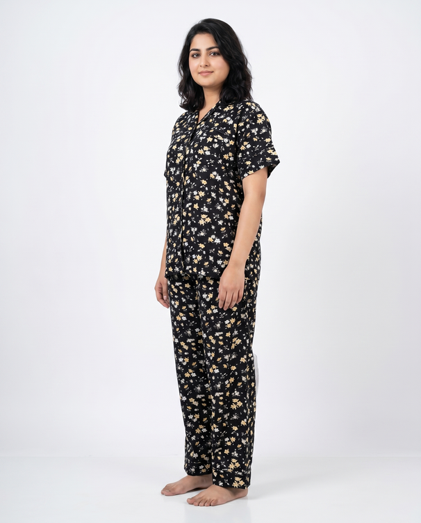 Sajiero Linen Pajama Suit - Daisy Dream
