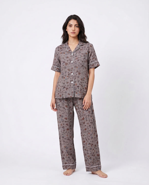 Sajiero Linen Pajama Suit - Florique