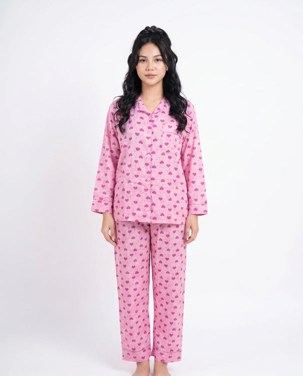 Sajiero Linen Pajama Suit -  Melon Heart