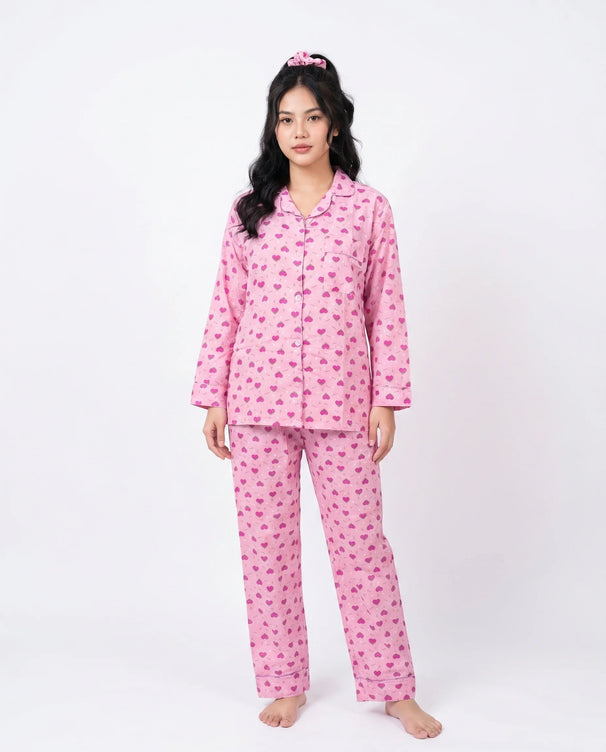 Sajiero Linen Pajama Suit -  Melon Heart