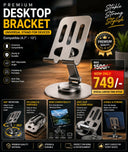 Premium Metal Desktop Bracket - 360° Rotating Universal Mobile & Tablet Stand - Foldable Multi-Angle Adjustable Heavy Duty Holder For Desk, Office, iPhone, iPad, Switch (4.7" to 13")