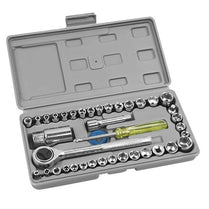 Aiwa 40 Piece Toolkit Tool Kit Combination Socket Ratchet Wrench Set Tool Kit Toolkit Goti Set Ring Spanner Pana Set Screw Driver Bit Set Hand Toolkit T
