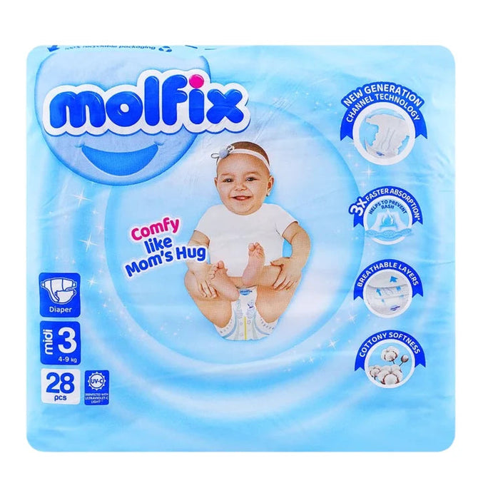 Molfix Baby Diaper Midi Size 3 Pack 28 Pcs