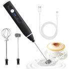 2 in 1 USB Rechargeable Milk Frother & Coffee Beater with 2 Stainless Steel Whisk Heads – Handheld Electric Egg Whisk, Latte Foamer and Drink Mixer