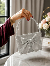 Trendy Shiny Crystal Bow Crossbody Handbag for Women & Girls - Elegant Party & Casual Shoulder Bag