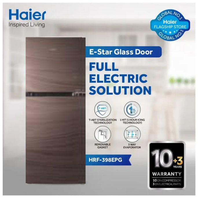 Haier HRF-398 EPB / EPC / EPG / EPR E-Star 14 Cubic Feet Double Door Refrigerator With Official Warranty
