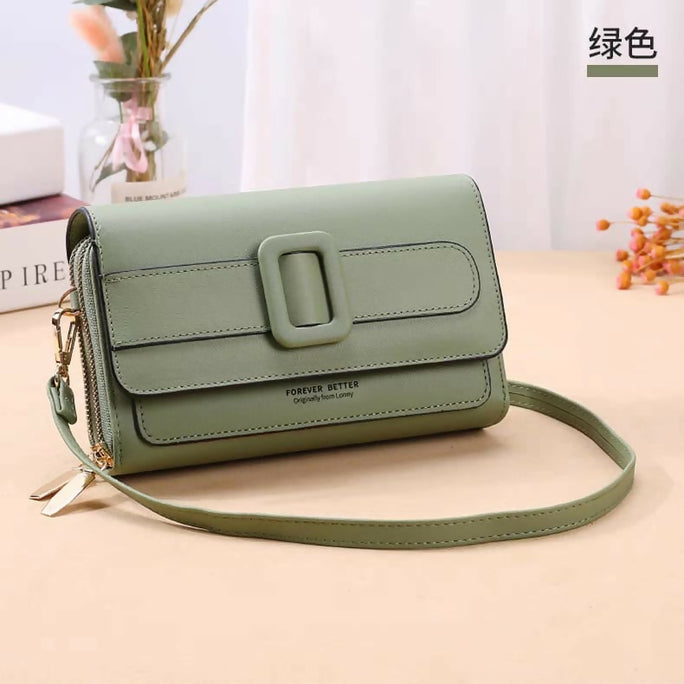 Double Zipper Women's Wallet Crossbody Bag - Stylish Mobile Pouch & Card Holder Purse