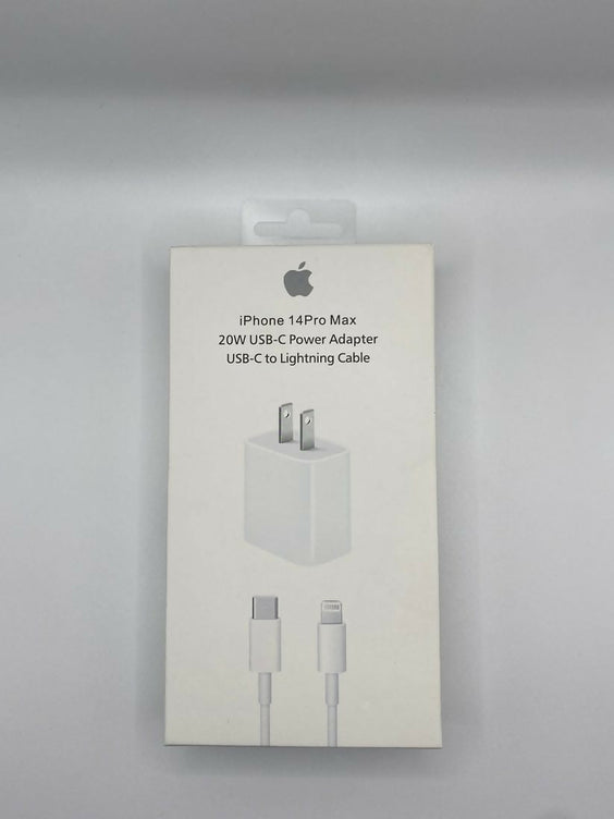 Genuine Apple iPhone 15 Pro Max 20watt USB-C Fast Charger Adapter & Original USB-C to C Data Sync Cable | Authentic Power Delivery (PD) Wall Plug & Charging Cord