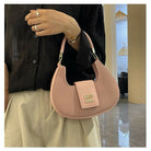 Elegant Moon Style Crescent Crossbody Bag for Women - Compact Leather Shoulder Handbag with Adjustable Long Strap