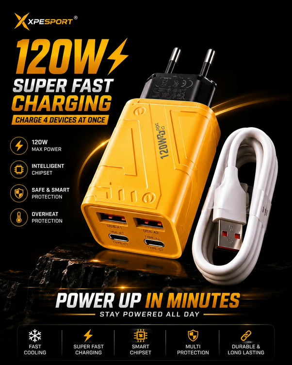 XPESPORT 120W GaN Fast Charger with Type-C Cable