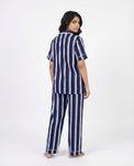 Sajiero Linen PJ Set - Navy Stripe