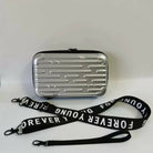 Trendy Mini Suitcase Hard Shell Crossbody Bag for Women - Compact Fiber Hardcase Shoulder Purse with Adjustable Strap