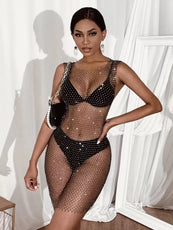 Sajiero Rhinestone Sheer Top
