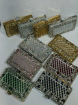 Floral Crystal Bordered Hard Case Clutch Bag for Women - Elegant Formal Evening & Party Purse
