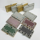 Floral Crystal Bordered Hard Case Clutch Bag for Women - Elegant Formal Evening & Party Purse