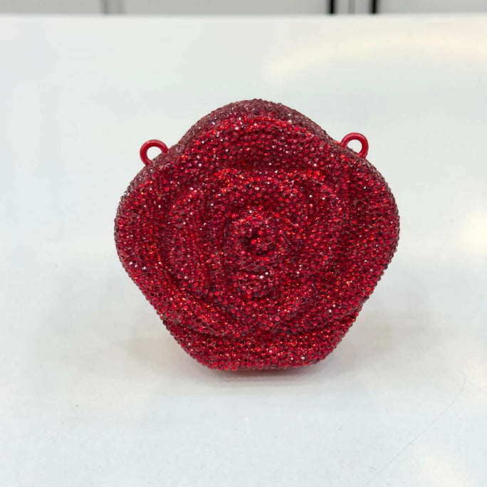 Elegant Rose Flower Rhinestone Crystal Clutch Bag for Women - Premium Hard Case Evening Crossbody Purse