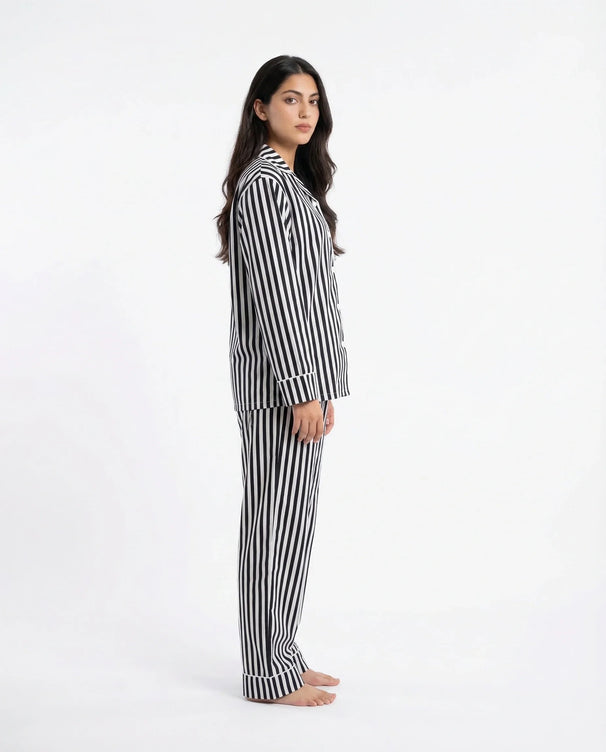 Sajiero Linen Pajama Suit - Noir Chic - Black