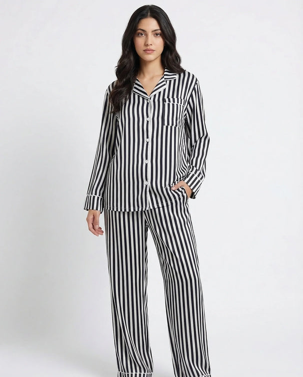 Sajiero Linen Pajama Suit - Noir Chic - Black