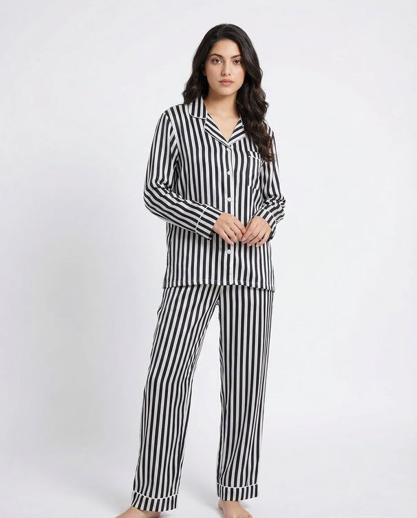Sajiero Linen Pajama Suit - Noir Chic - Black