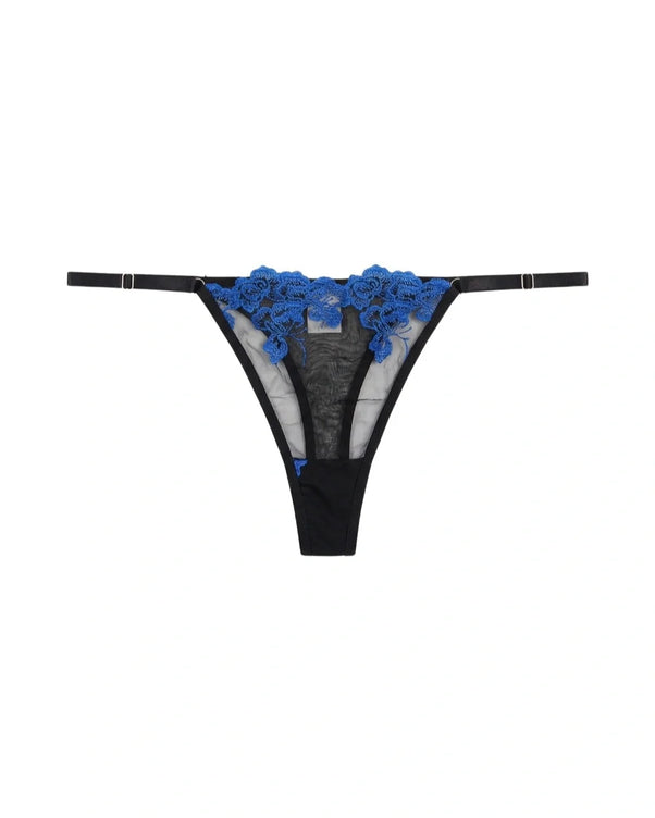 Sajiero Non Padded Bra Set - Midnight Sapphire - Black