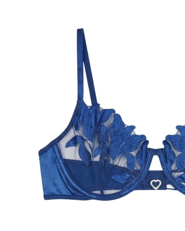 Sajiero Non Padded Bra Set - Roselle Bloom - Blue