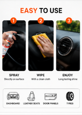 Three Guys Dashboard Leather & Tyre Wax Spray 450ml | Dashboard Polish | Tyre Shine | Interior Cleaner | Multi Fragrance Polish For Car Bike