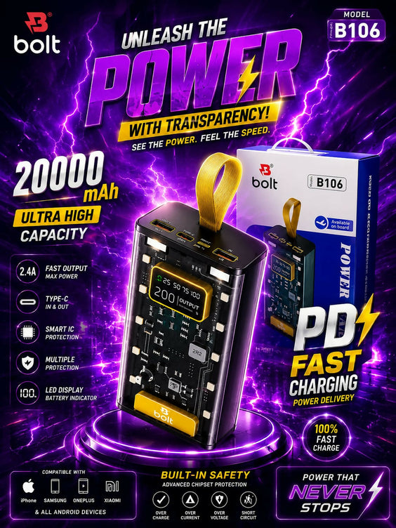 Bolt B106 20000mAh Transparent Power Bank