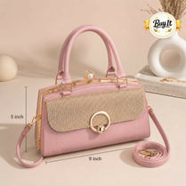 Chic Rhinestone Flap Medium Frame Handbag for Women & Girls - PU Leather Shoulder Bag with Top Clasp