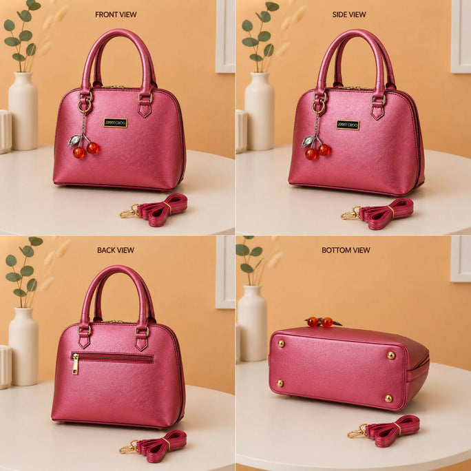 Trendy Crossbody Bag for Women & Girls - Metallic Top Handle Handbag with Adjustable Shoulder Strap