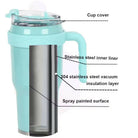New 40 OZ Tumbler with Handle and Nozzle Straw Lid, Insulated Reusable Stainless Steel Travel Mug Keeps Drinks Cold up to 34 Hours