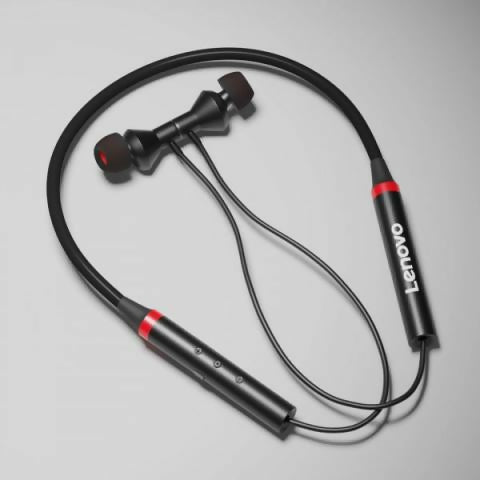 100% Original Lenovo HE05X Bluetooth 5.0 Earphones Wireless Neckband Headset, Magnetic, Waterproof IPX5, HiFi Sound, 8H Playtime, Sports Earbuds with Mic (Black) - Global Version