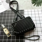 Trendy Mini Suitcase Hard Shell Crossbody Bag for Women - Compact Fiber Hardcase Shoulder Purse with Adjustable Strap